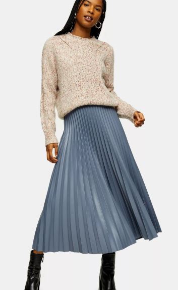 Topshop Slate Grey PVC pleated skirt £39